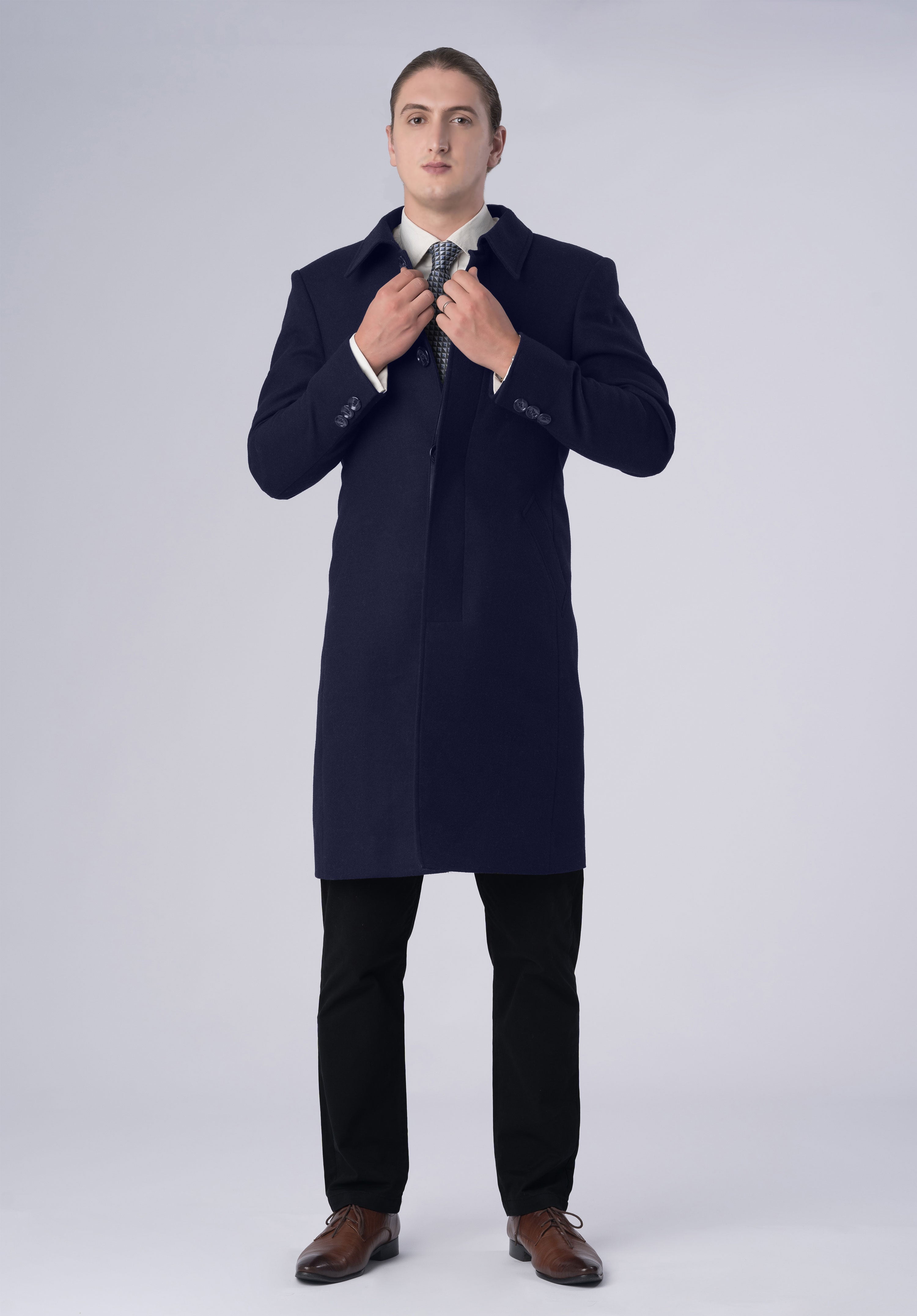 cashmere single breasted coat-men