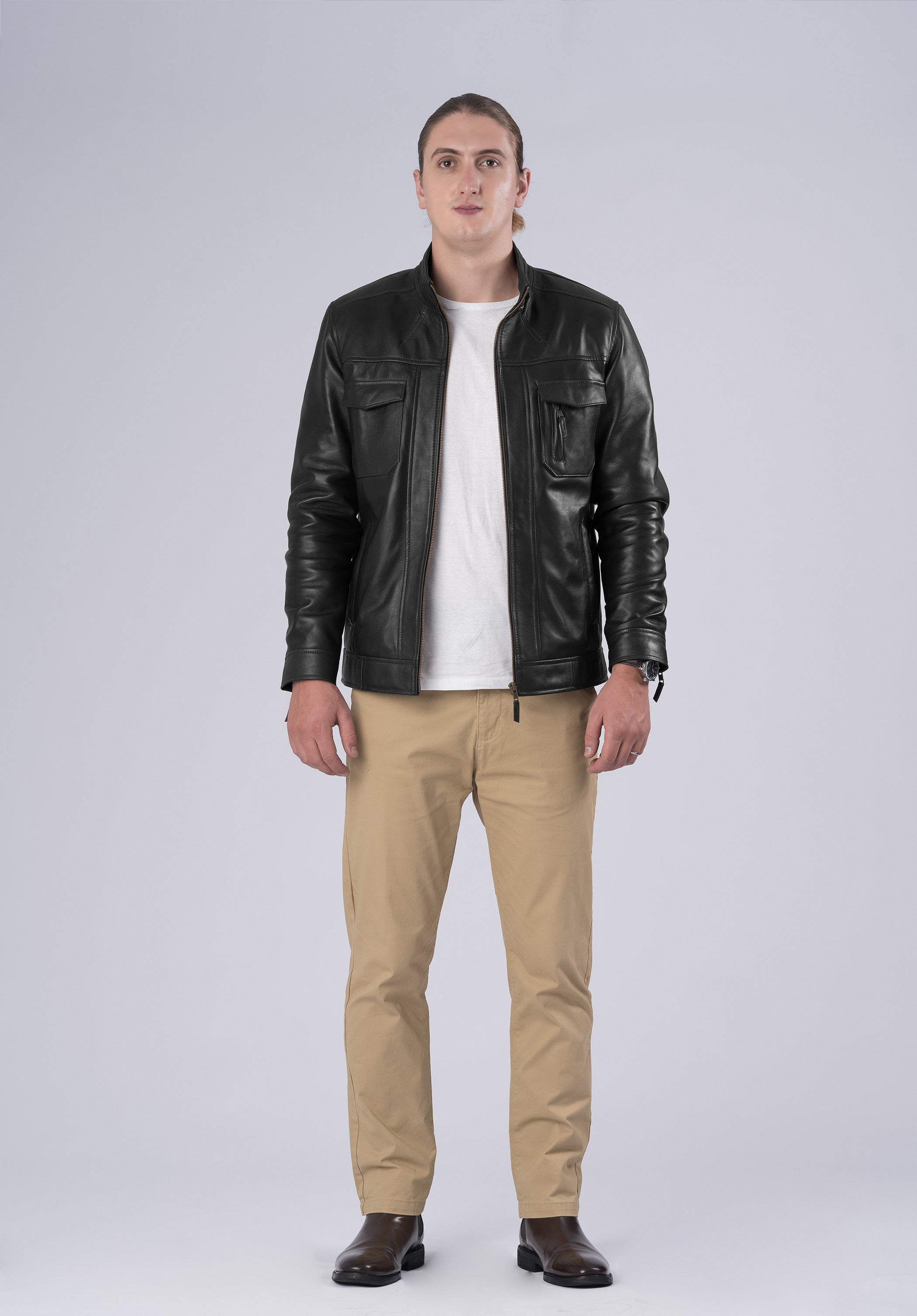 biker luxury leather jacket-men