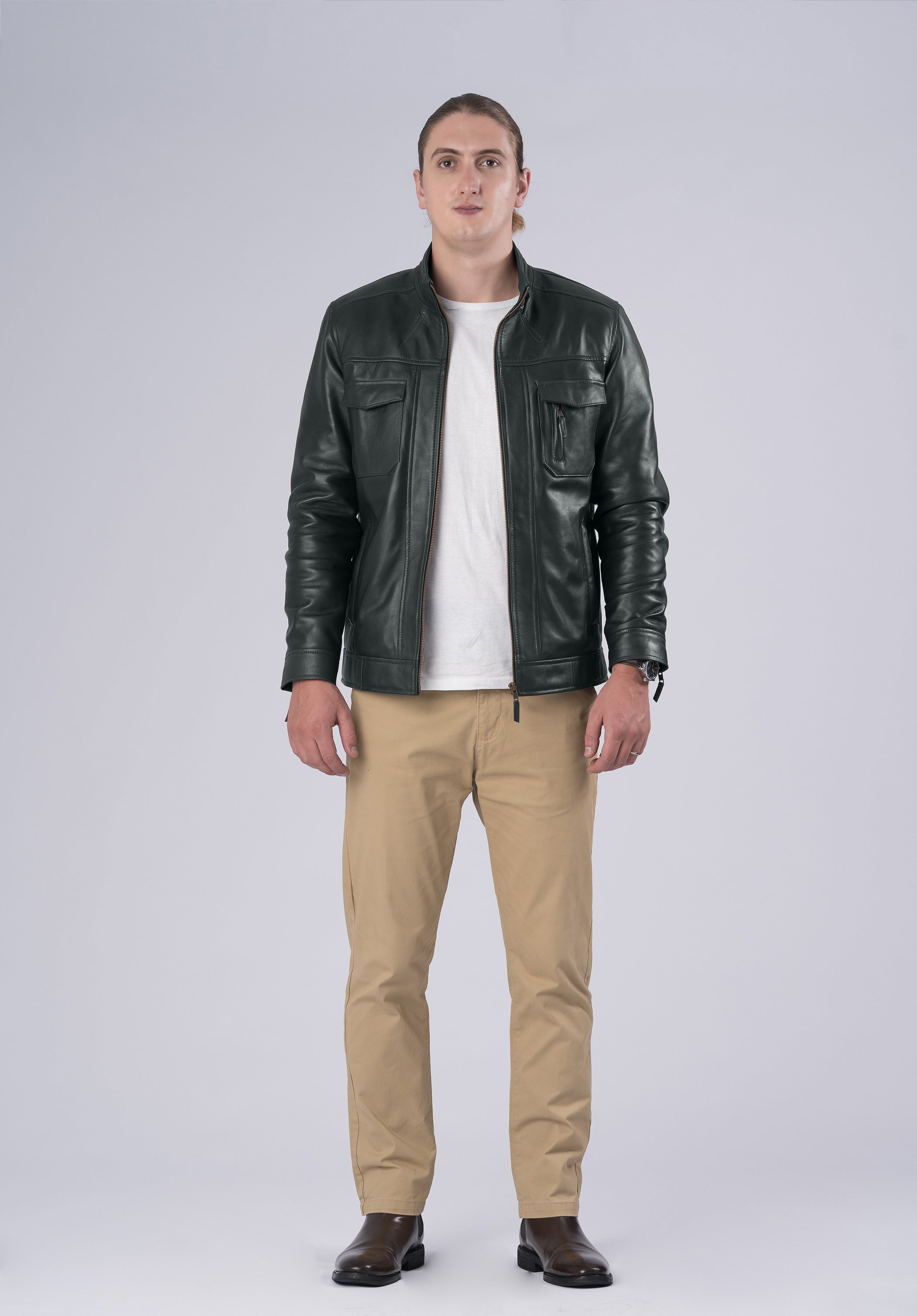 biker luxury leather jacket-men