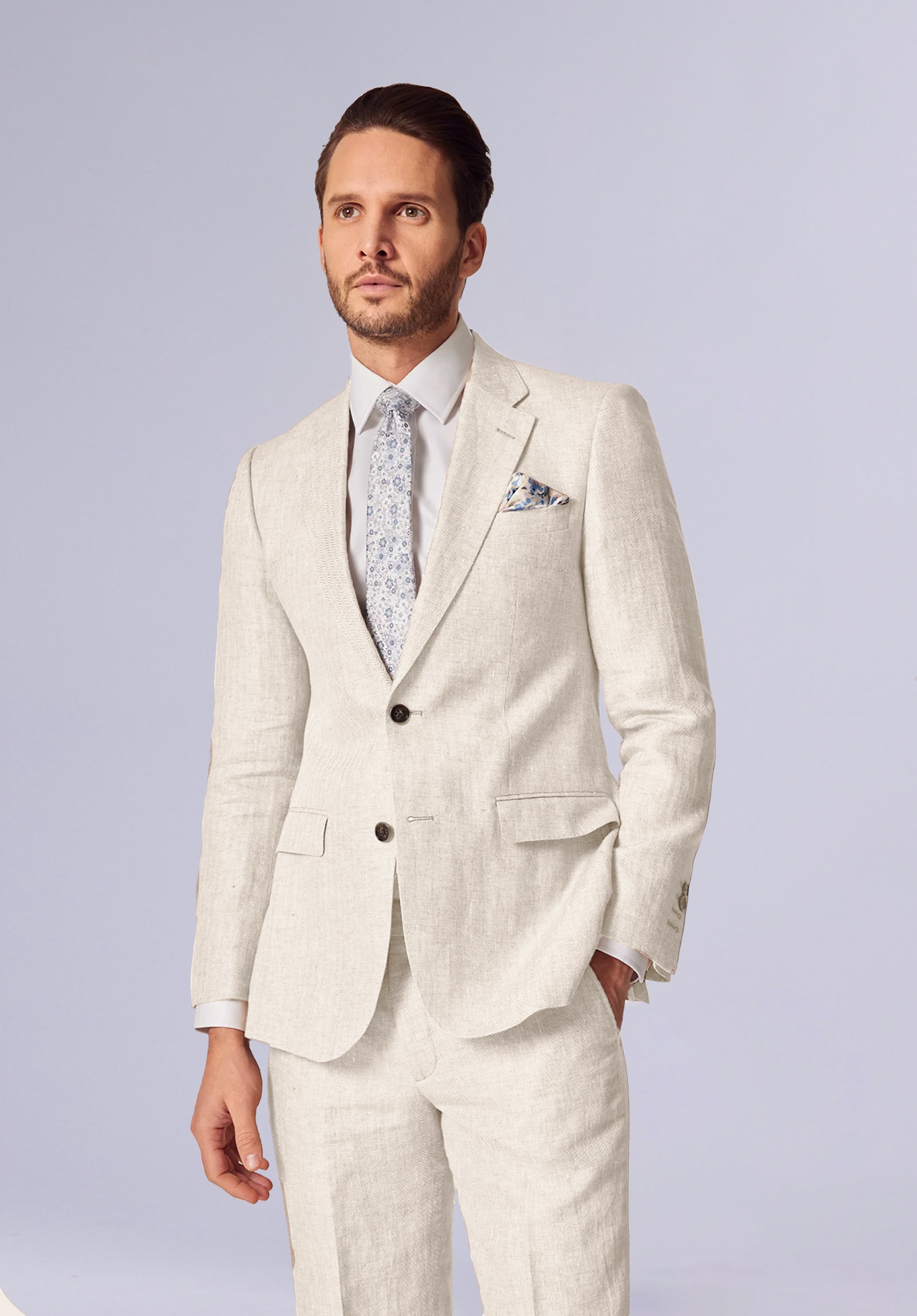 ALMOND WHITE NOTCH LINEN JACKET