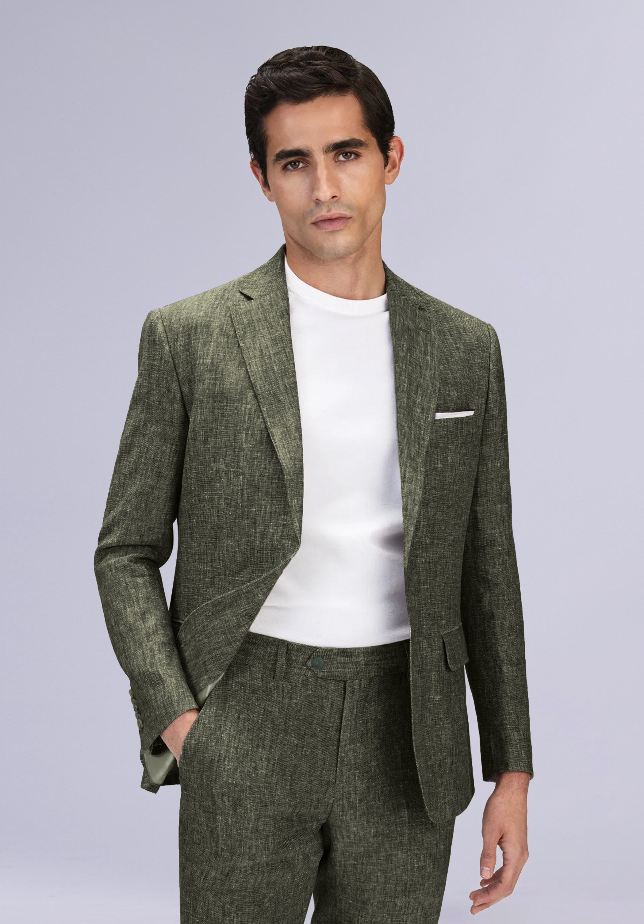 OLIVE NOTCH LINEN JACKET