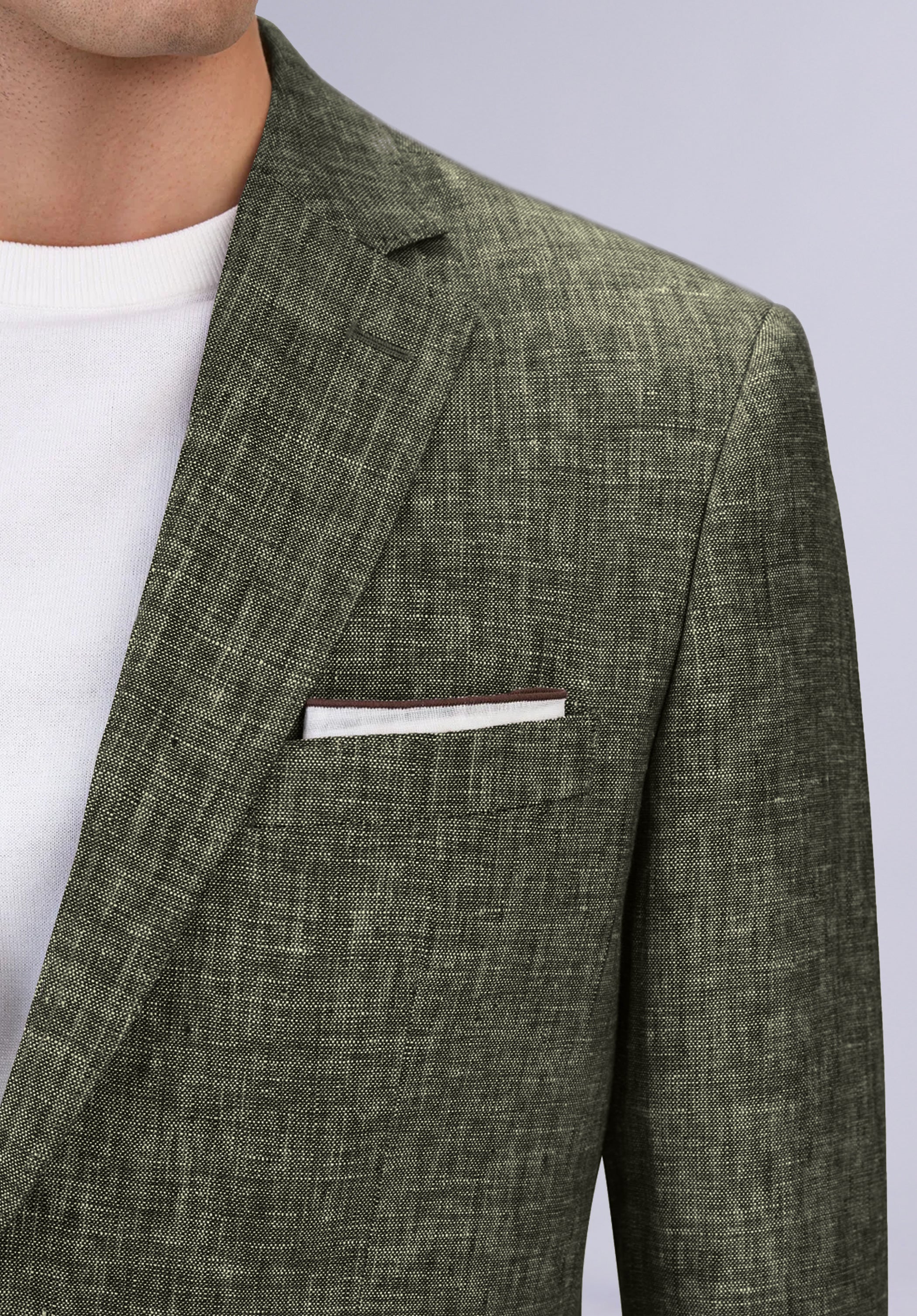 OLIVE NOTCH LINEN JACKET