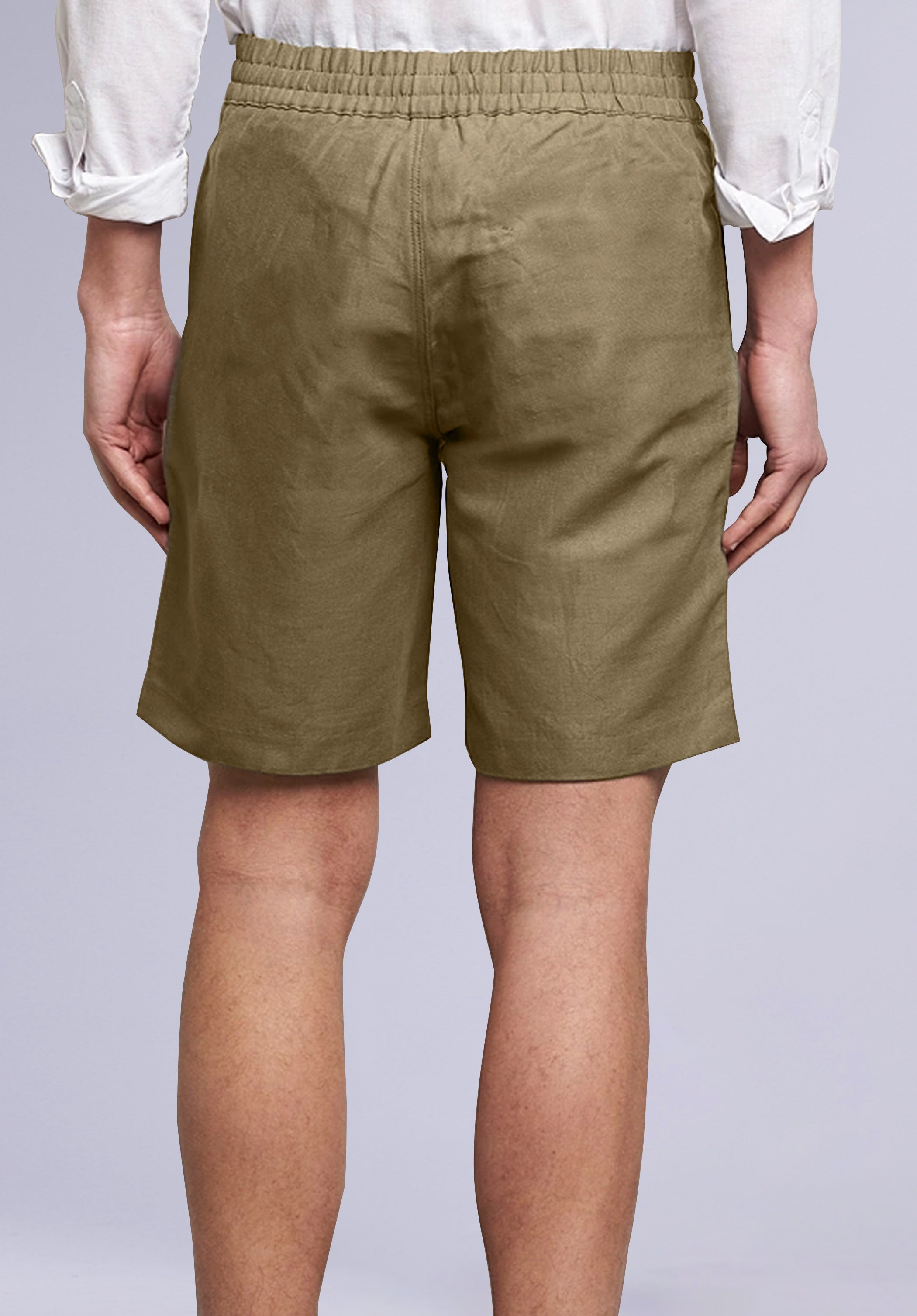 Khaki Cotton Linen Shorts