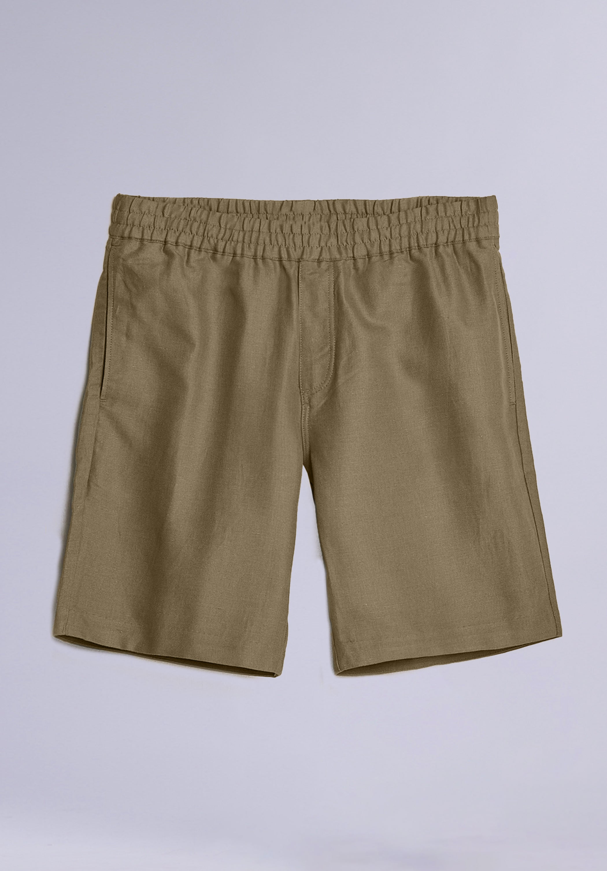 Khaki Cotton Linen Shorts