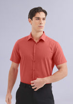 Load image into Gallery viewer, DARK CORAL HALF BAMBOO SILK SHIRT
