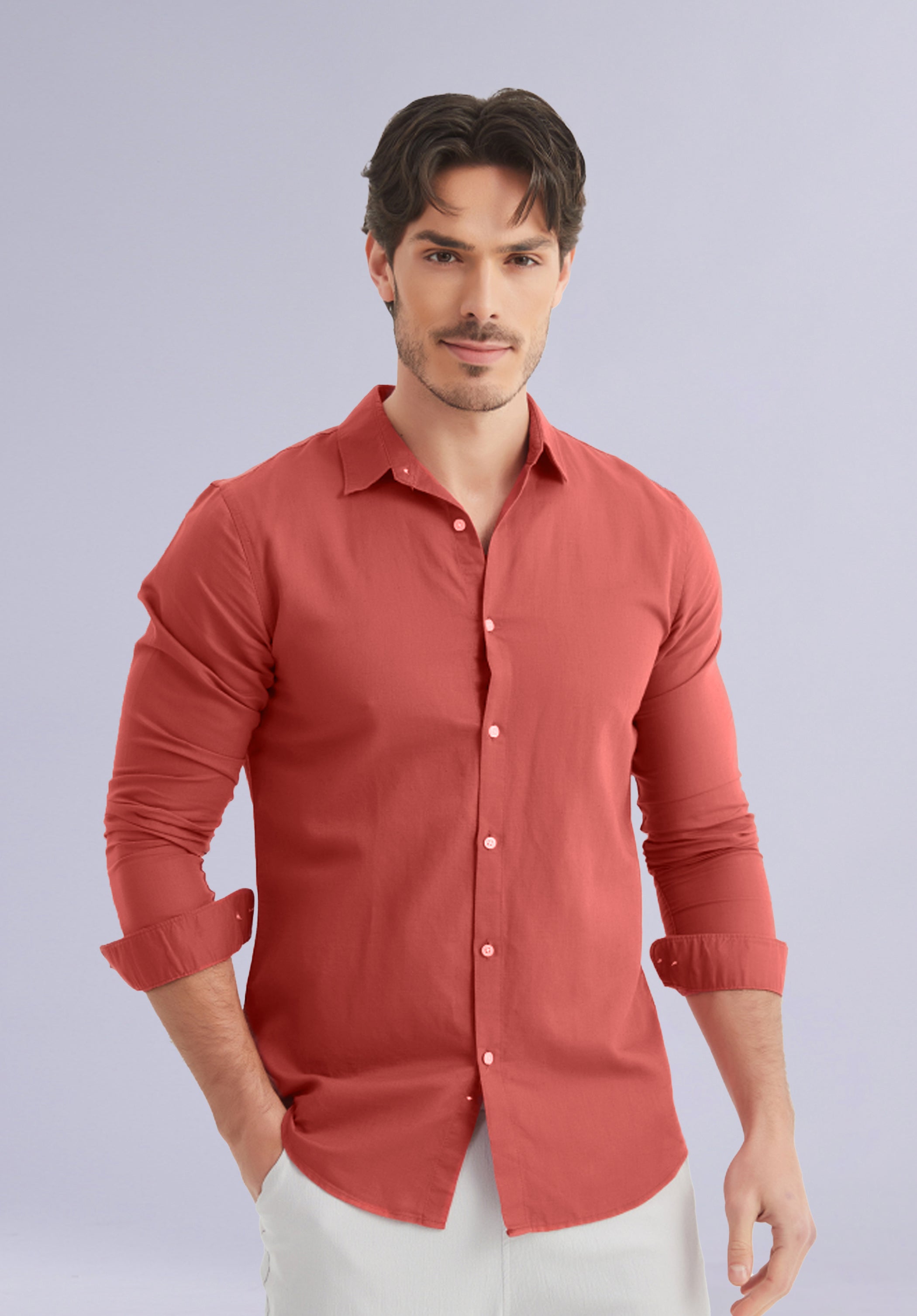 DARK CORAL BAMBOO SILK SHIRT