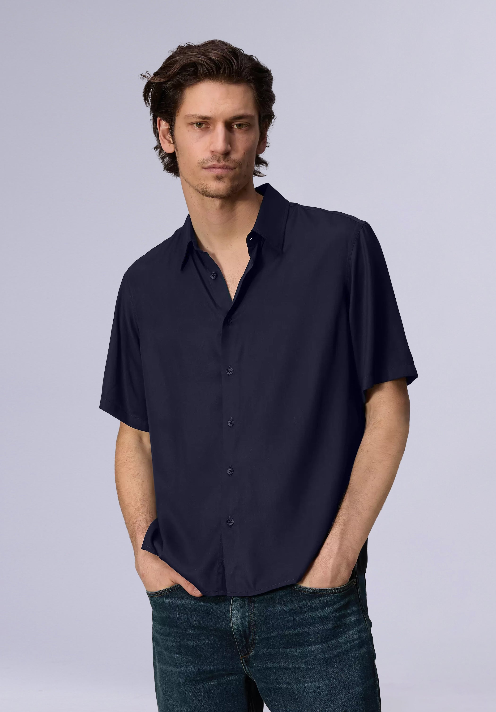 OXFORD HALF BAMBOO SILK SHIRT