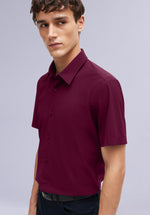 Load image into Gallery viewer, MAROON HALF BAMBOO SILK SHIRT
