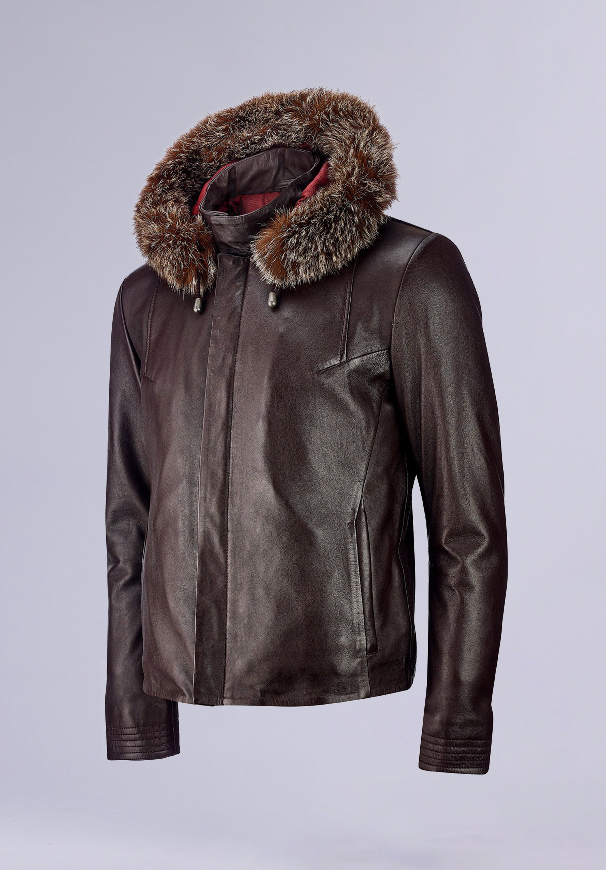 CHEVRON HOODIE LEATHER JACKET