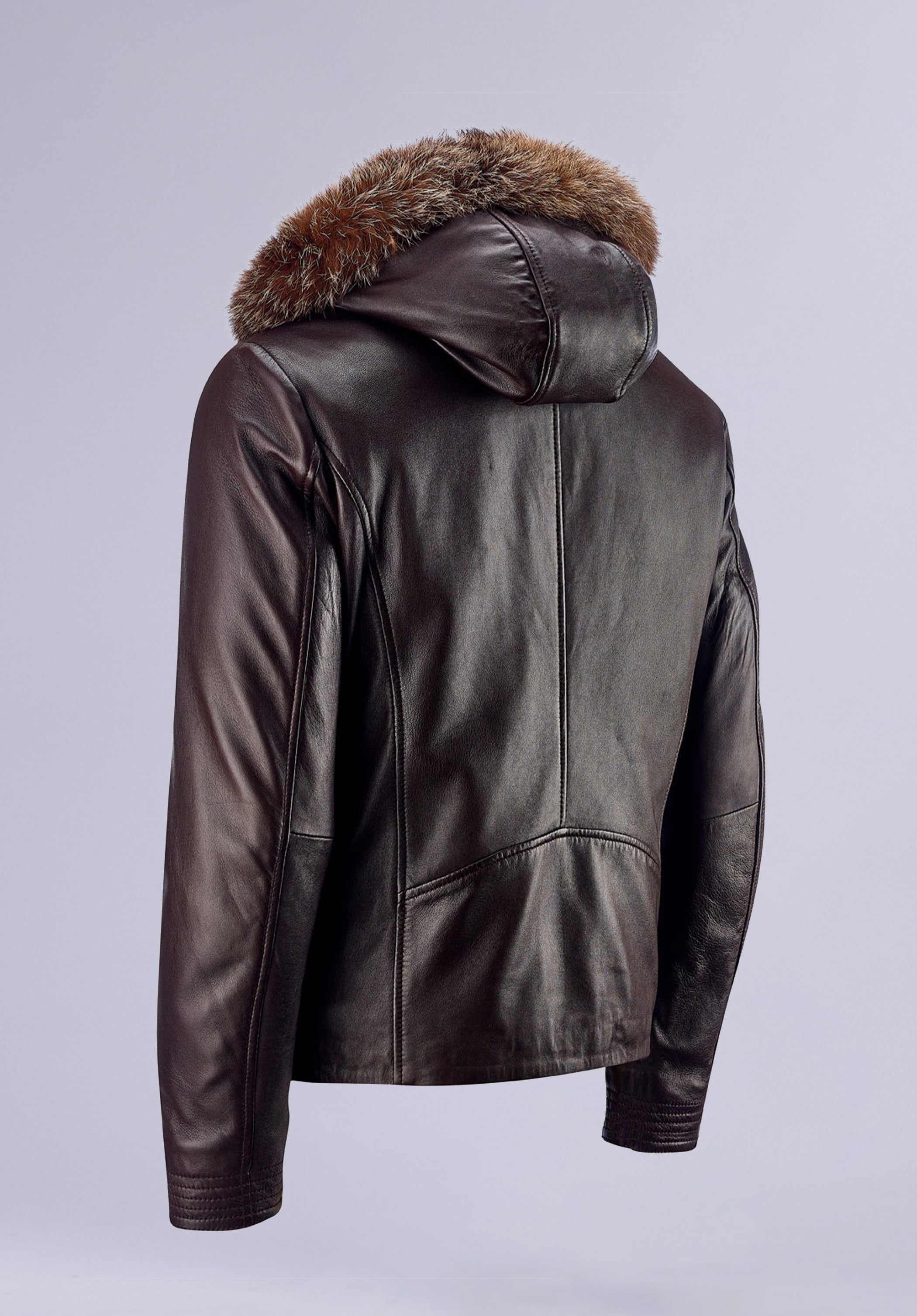 CHEVRON HOODIE LEATHER JACKET