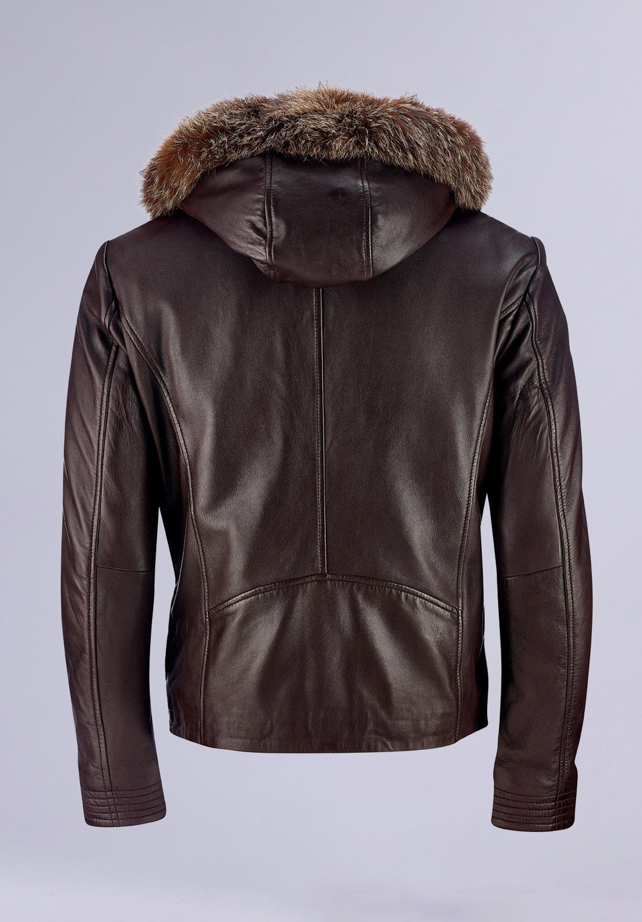 CHEVRON HOODIE LEATHER JACKET