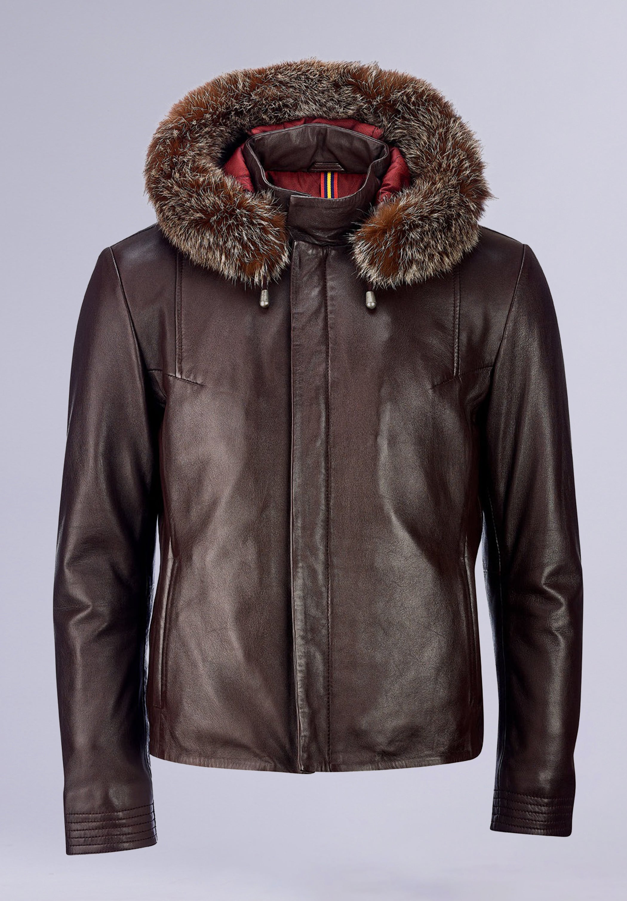 CHEVRON HOODIE LEATHER JACKET