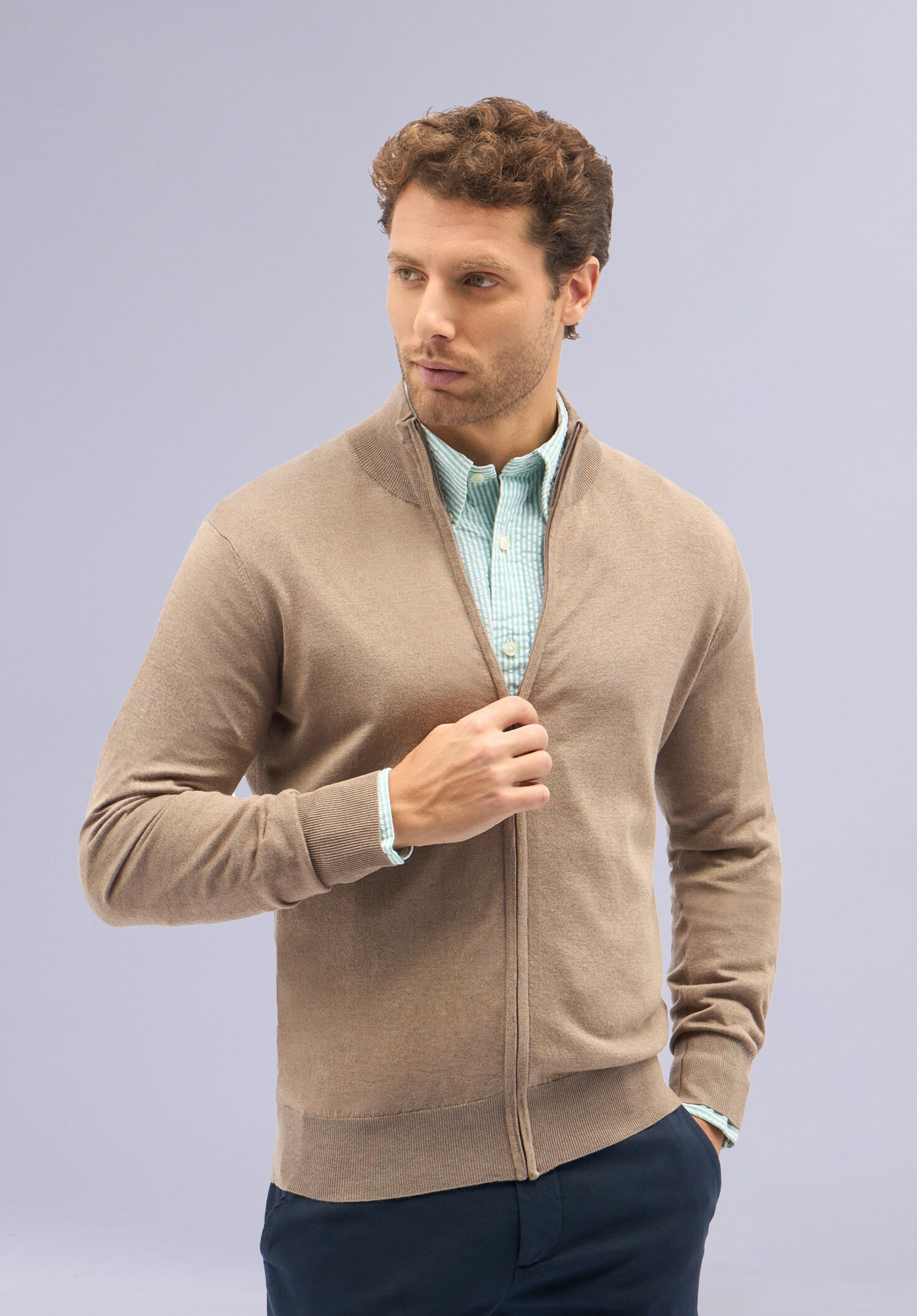 TAN MERINO CARDIGAN