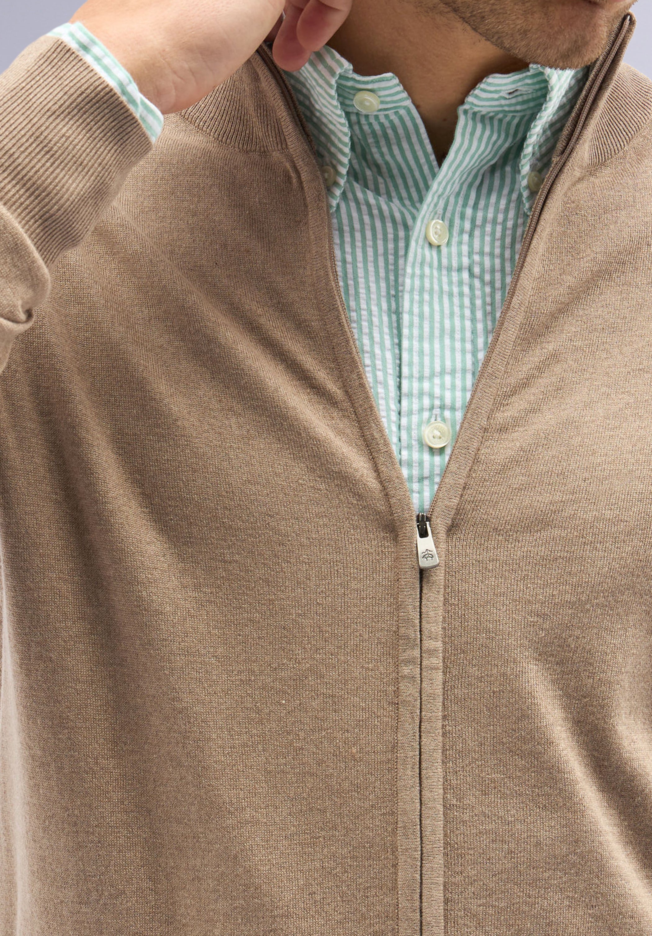 TAN MERINO CARDIGAN