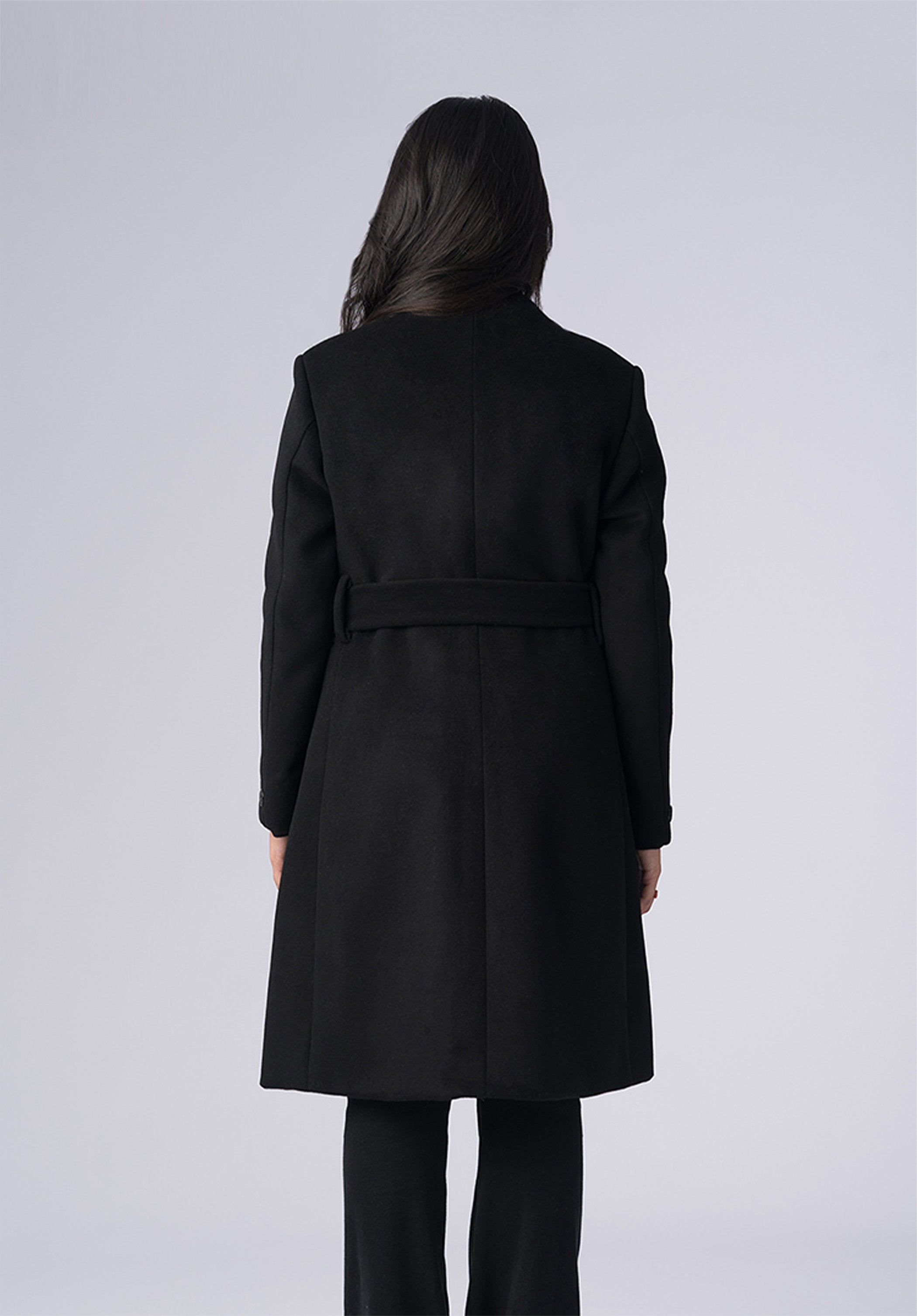 cashmere belted wrap-coat
