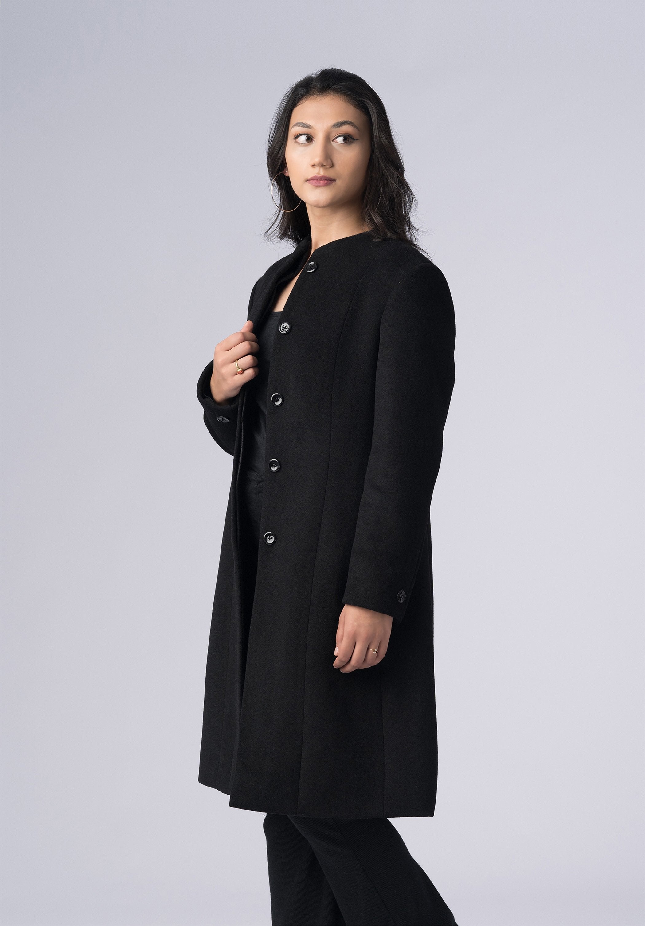 cashmere belted wrap-coat