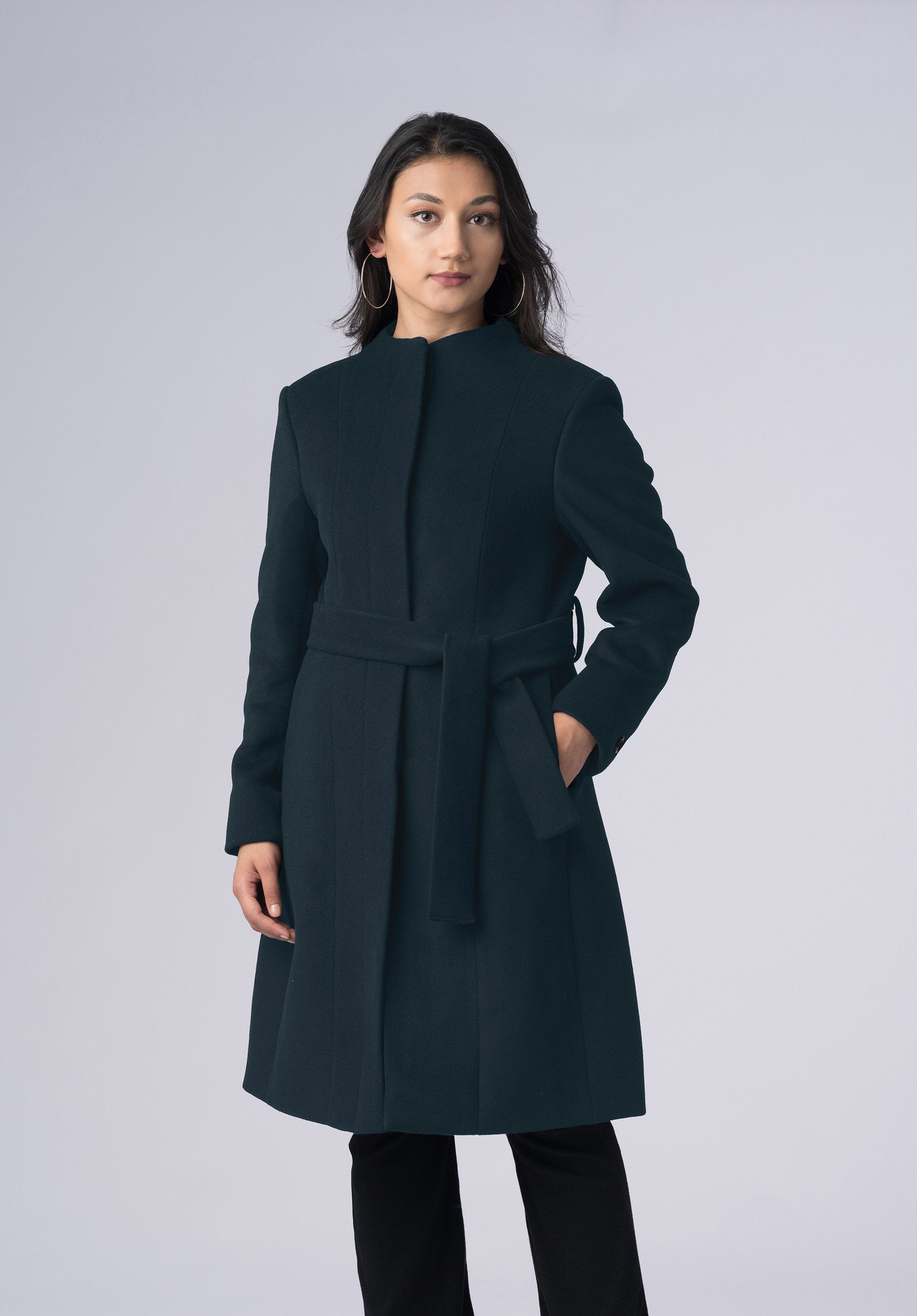cashmere belted wrap-coat