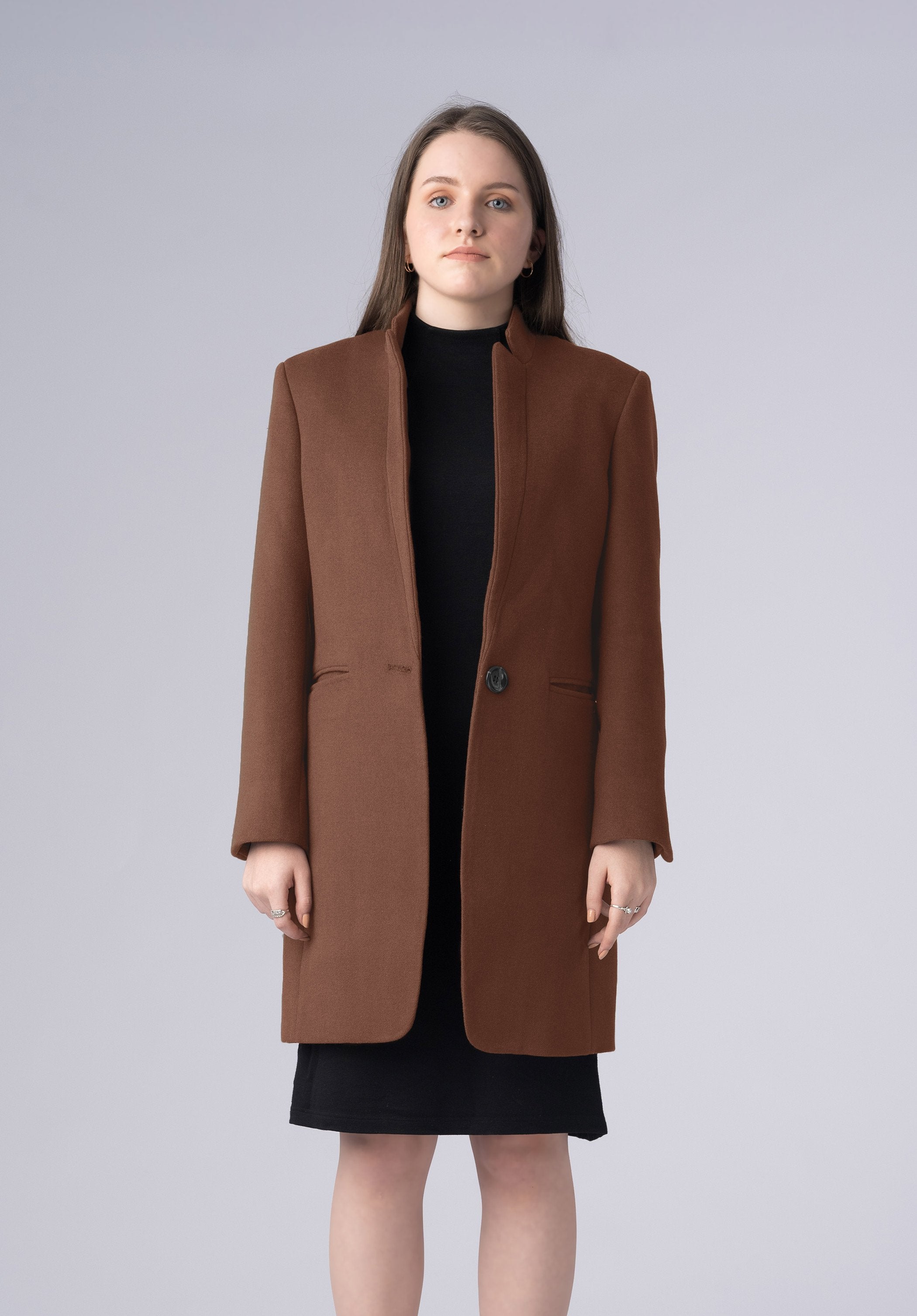 single breasted cashmere brown-blazer