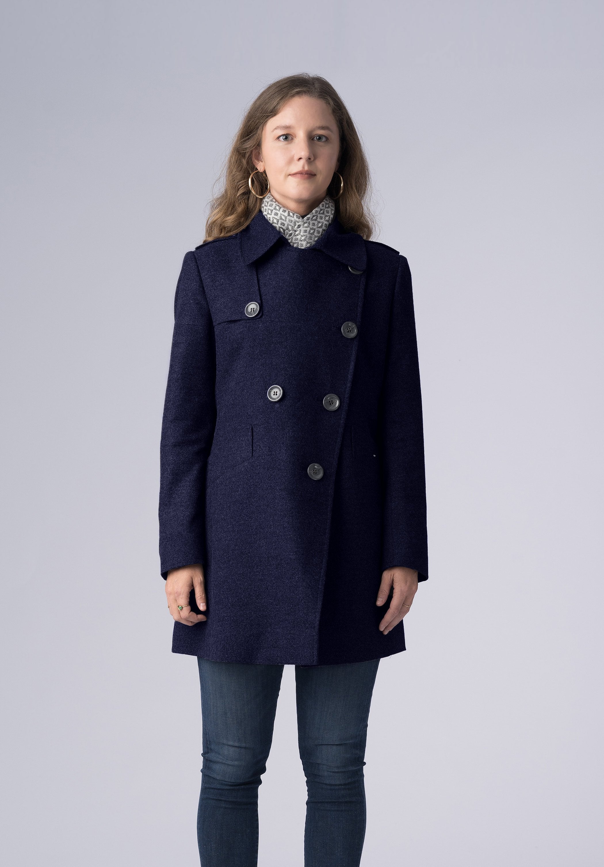 double breasted short woolen- 
coat