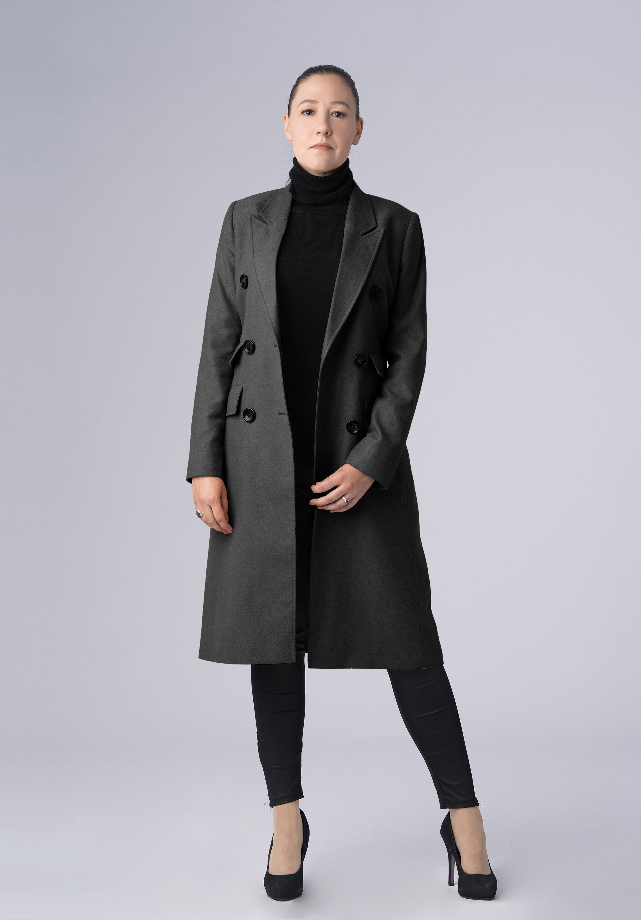 woolen double breasted-coat
