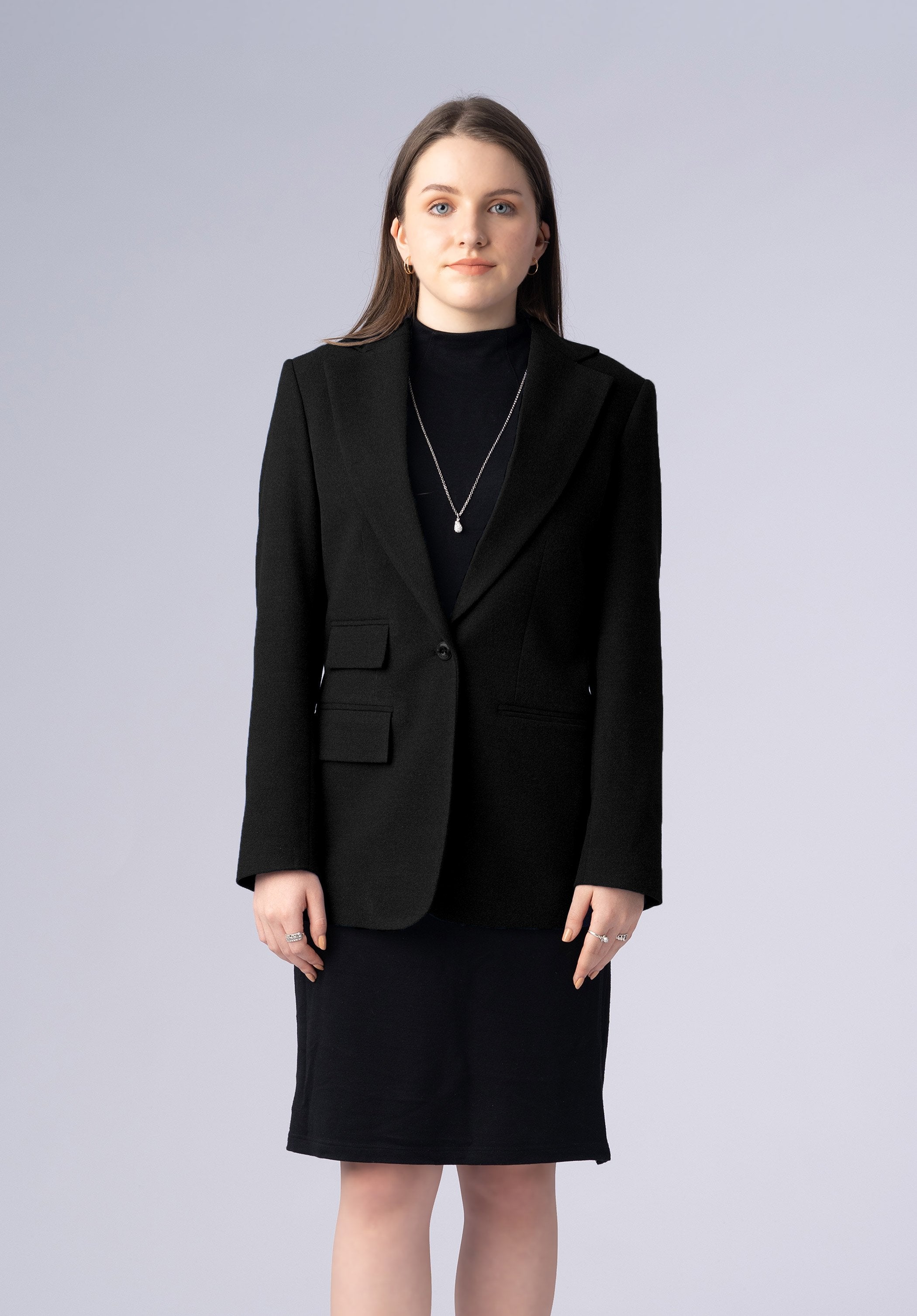 blue wool single breasted-blazer